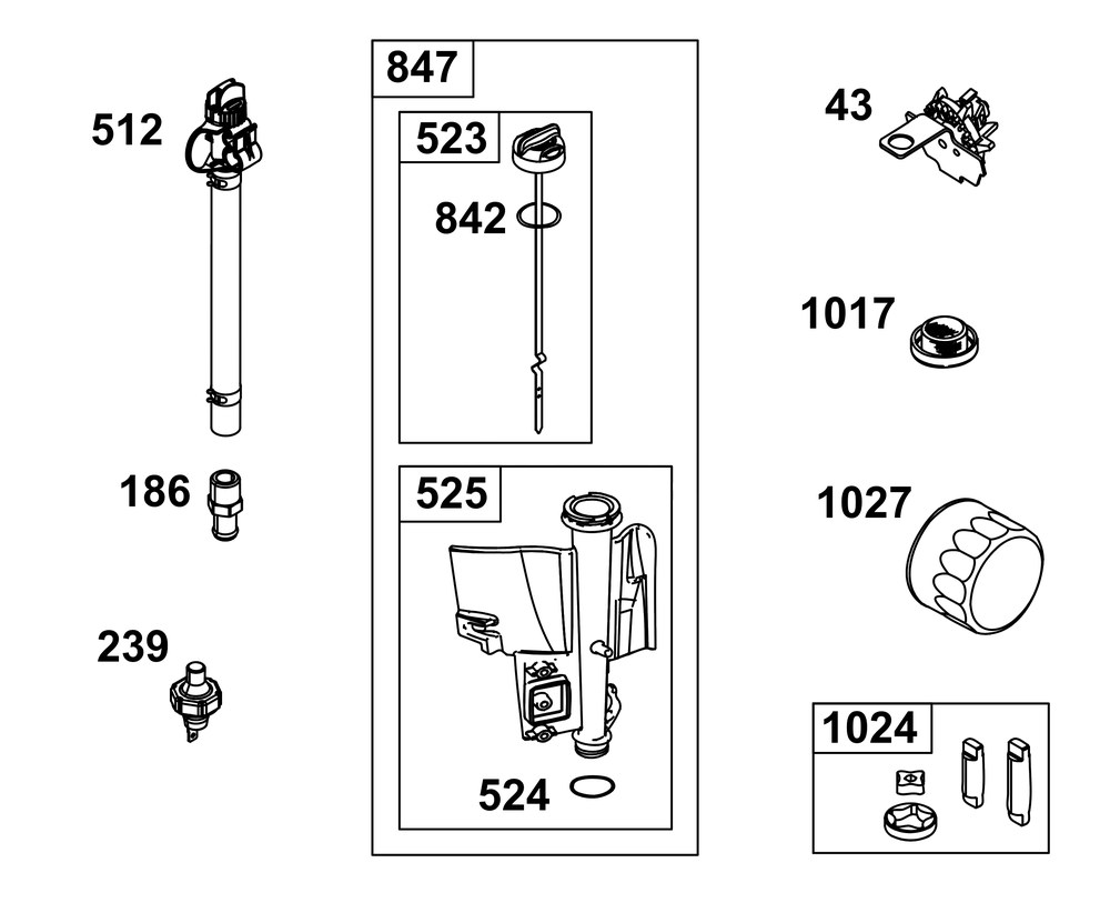 Lubrication Group Diagram and Parts List for 31S977-0012-B5 200000 - 399999 Briggs and Stratton Engine